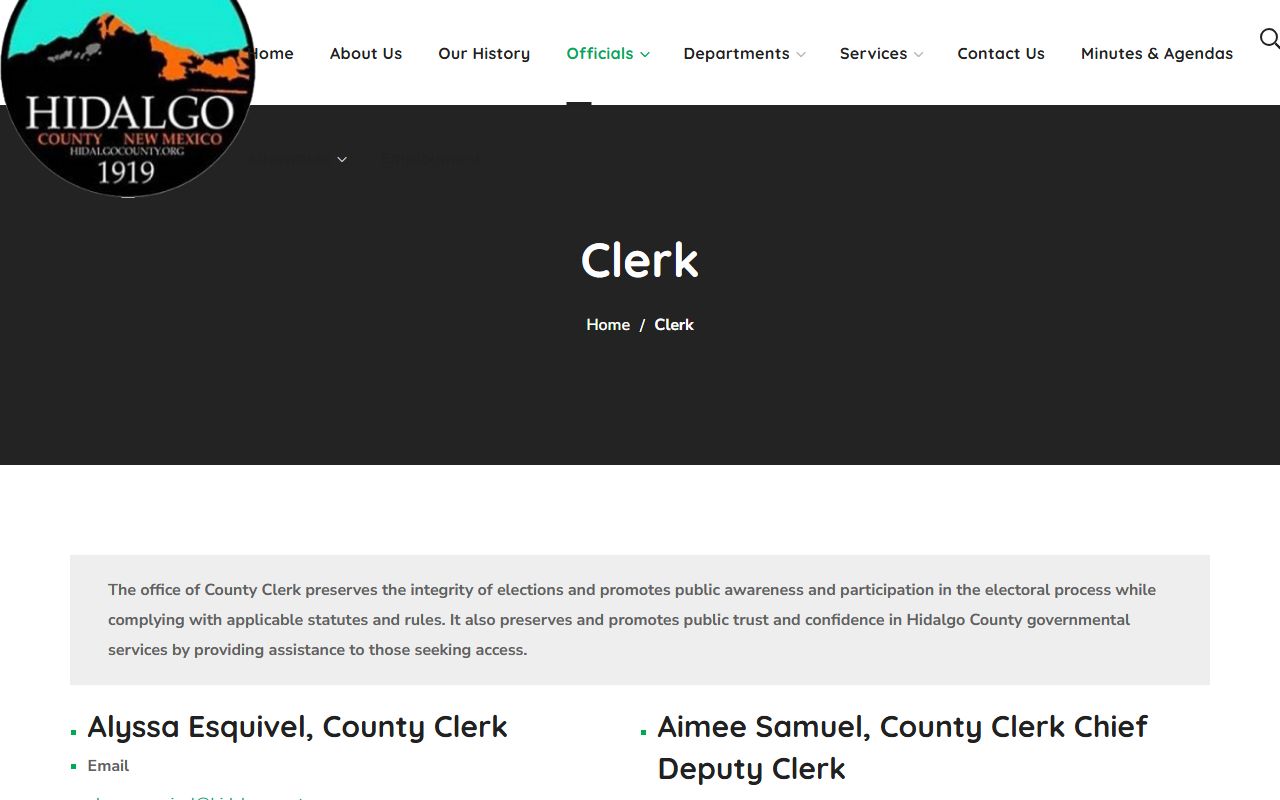 Hidalgo County Clerk of Court records County Clerk official page
