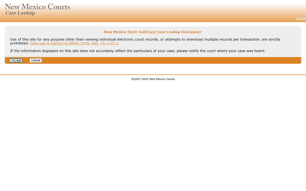 Hidalgo County court records New Mexico Case Lookup search page