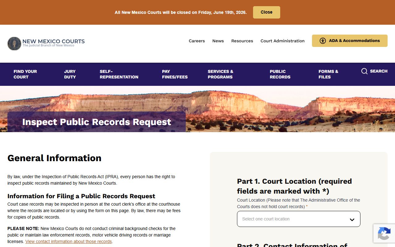 Hidalgo County court records New Mexico Courts IPRA request form