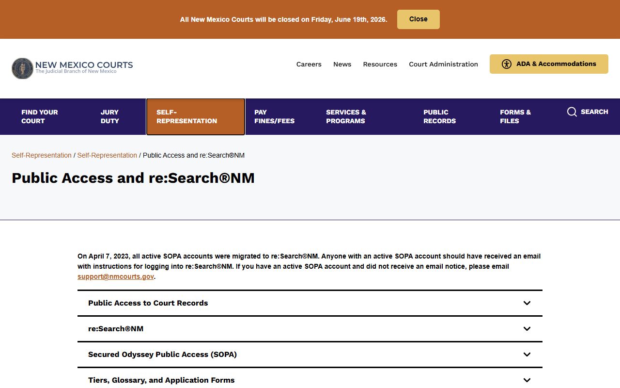 Hidalgo County court records public access and re:SearchNM guidance