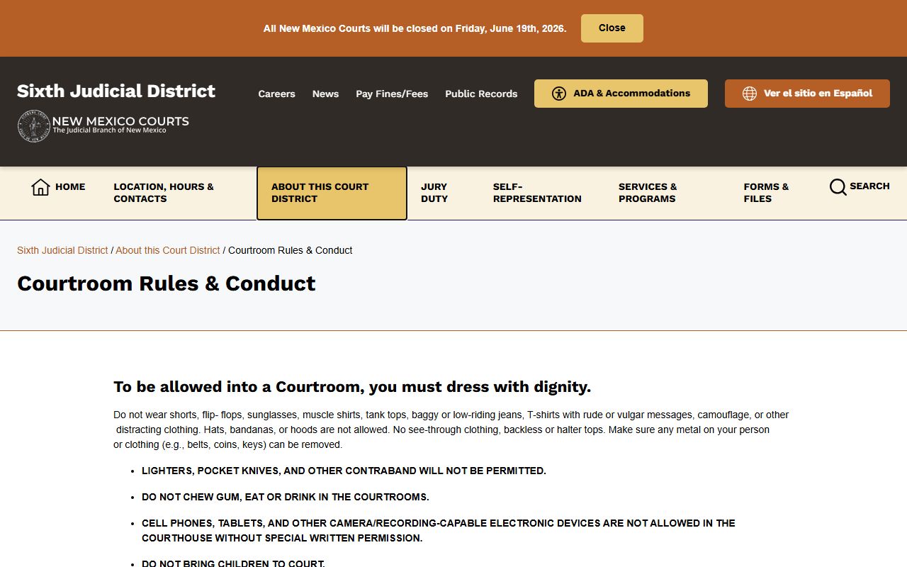 Hidalgo County District Court courtroom rules and conduct