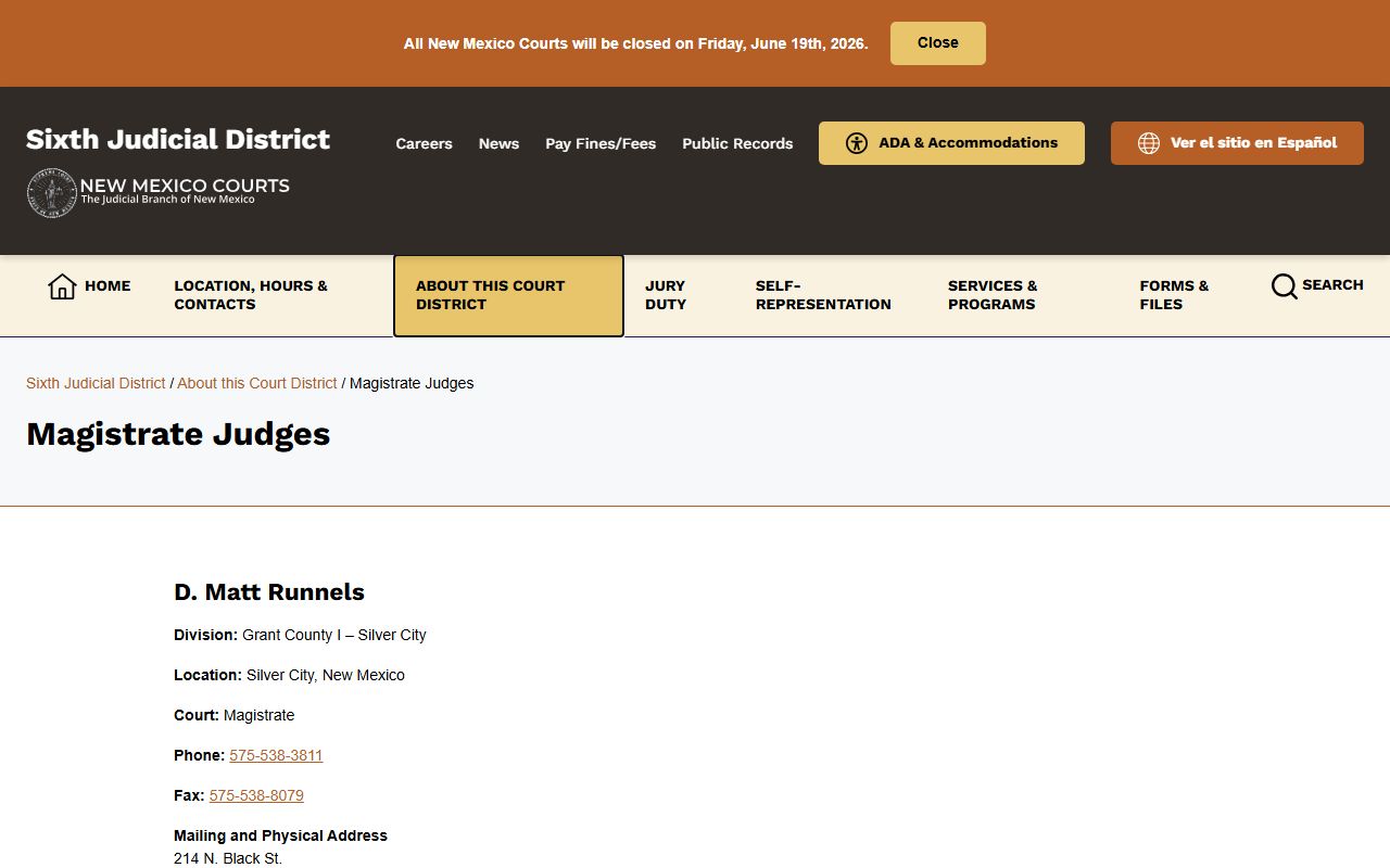Hidalgo County District Court Sixth District magistrate judges page