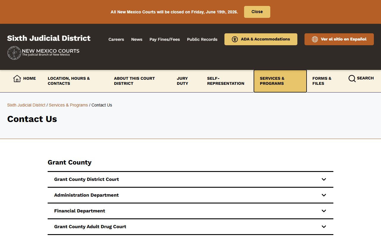 Hidalgo County District Court Sixth Judicial District contact page