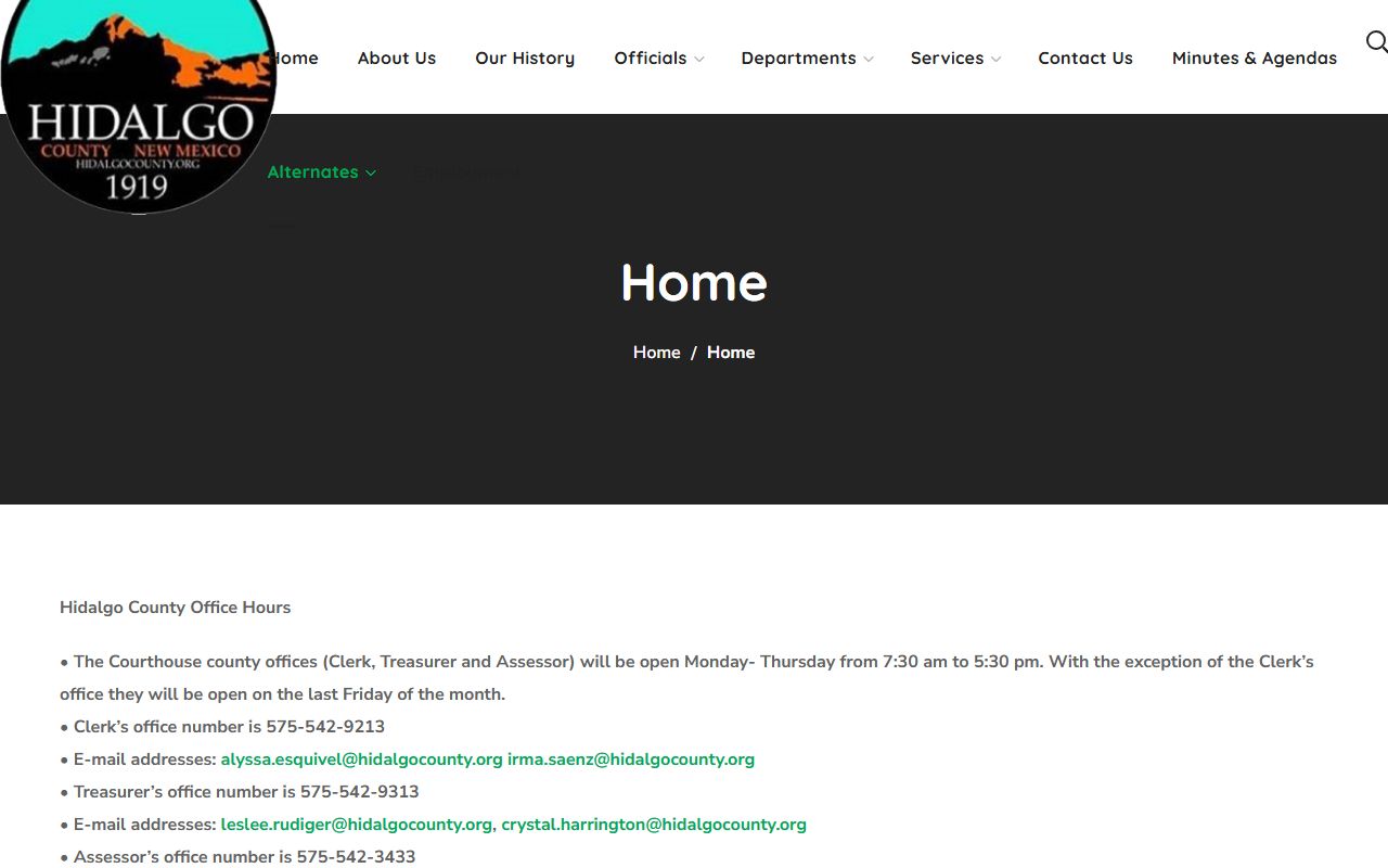 Hidalgo County court records county office hours page