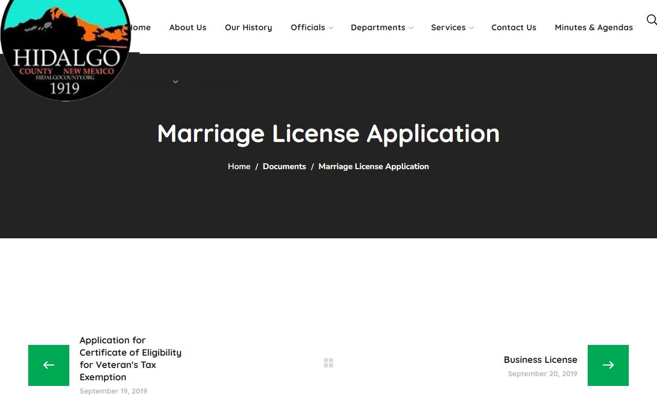 Hidalgo County marriage and divorce records marriage license application document